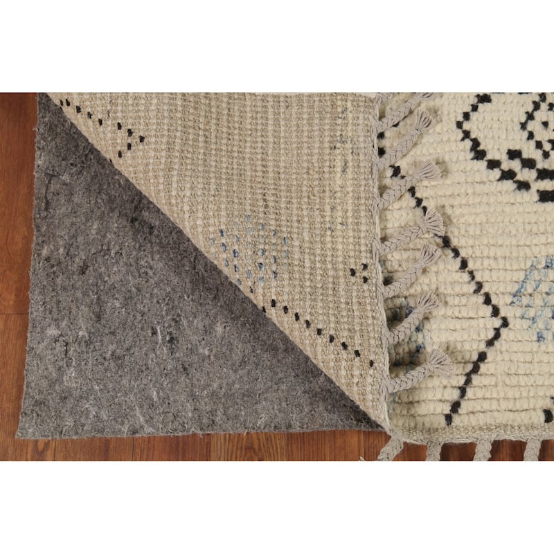 All-Over Design Ivory Moroccan Area Rug Handmade Oriental Wool Carpet - 5'2"x 8'8"