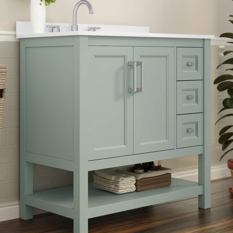 Bathroom Vanity with Sink, Open Storage, and Storage Drawers