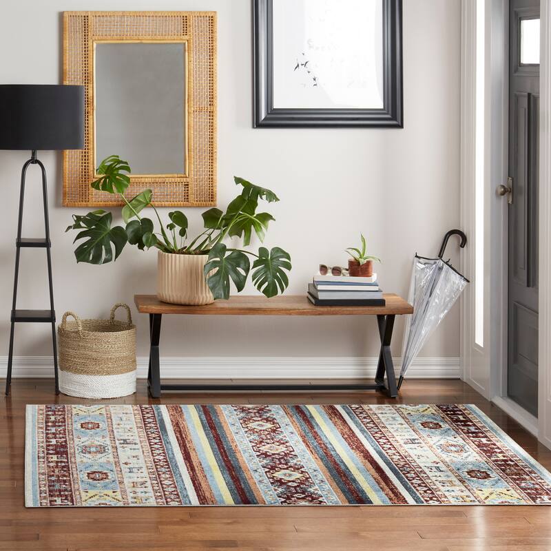 Everwash Treasure Heris Southwest Geometric Machine Washable Area Rug