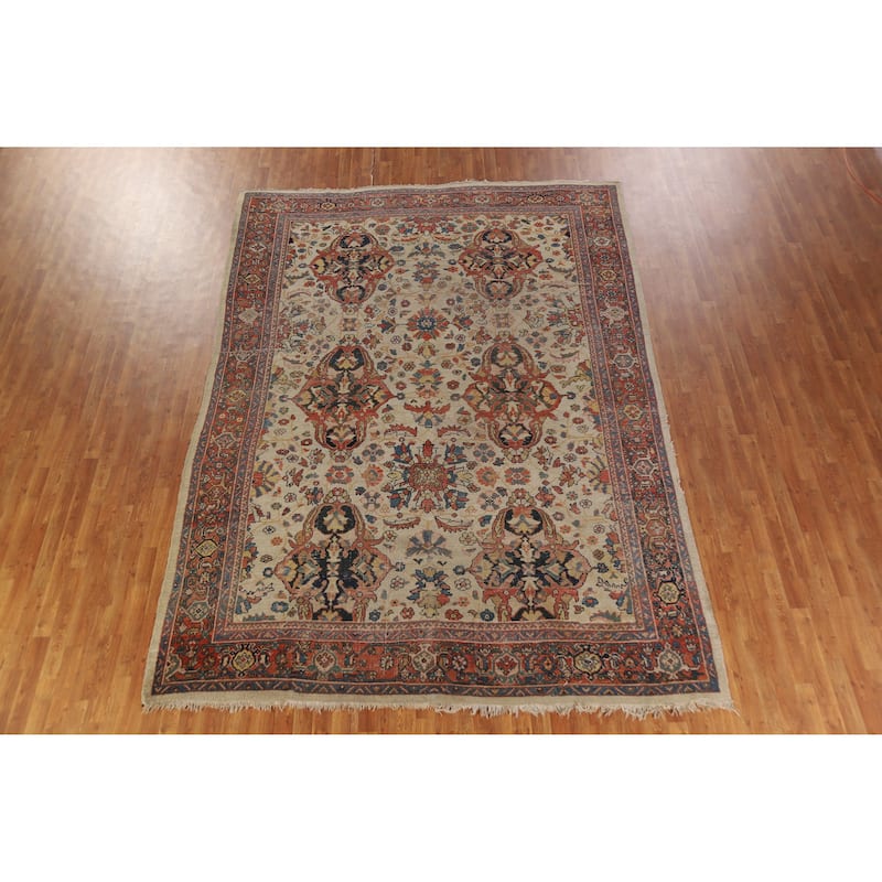 Hand Knotted Oriental 100% Wool Carpet Traditional Floral Beige & Ivories Sultanabad Area Rug - 11' 10'' X 8' 8''