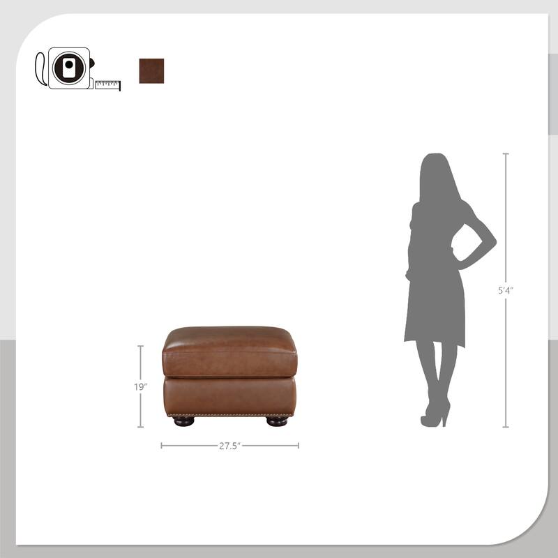 Fowler Leather Match Ottoman