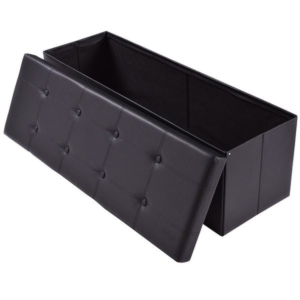 Grey Large Linen Folding Storage Ottoman Pouffe Seat Foot Stool Storage Box UK