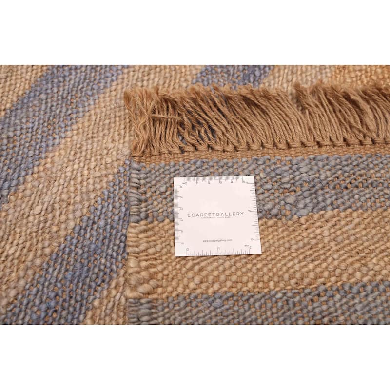 ECARPETGALLERY Flat-Weave Palas Denizli Light Khaki Jute Kilim - 5'5 x 8'1
