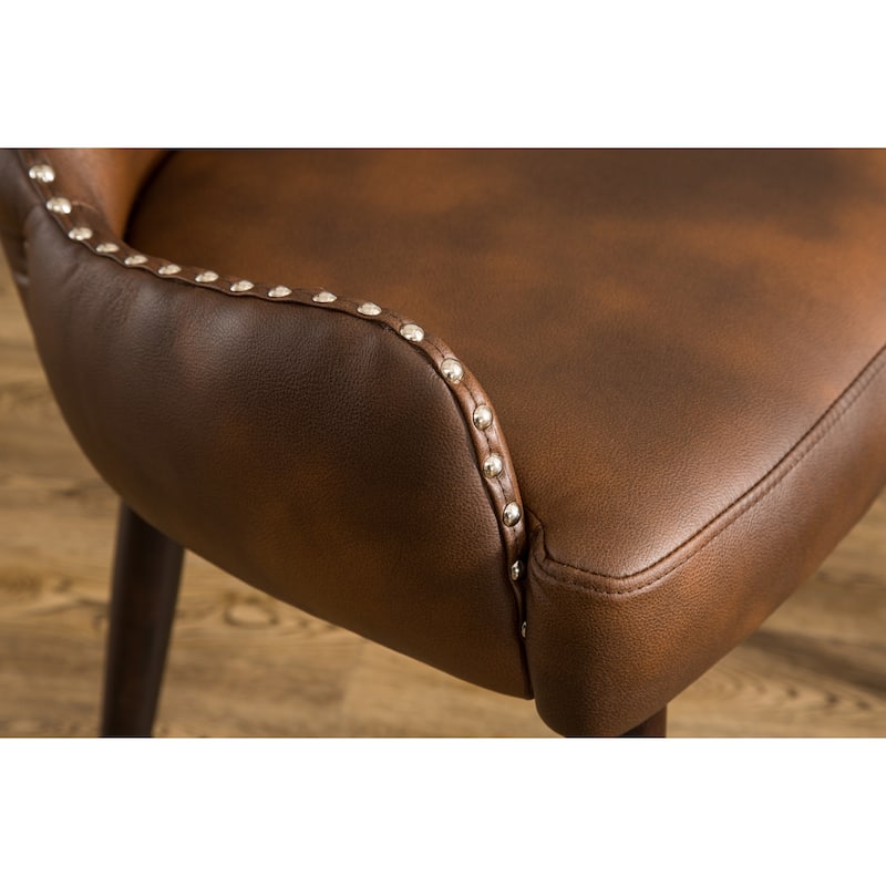 Brown 23.5" Faux Leather Barrel Chair