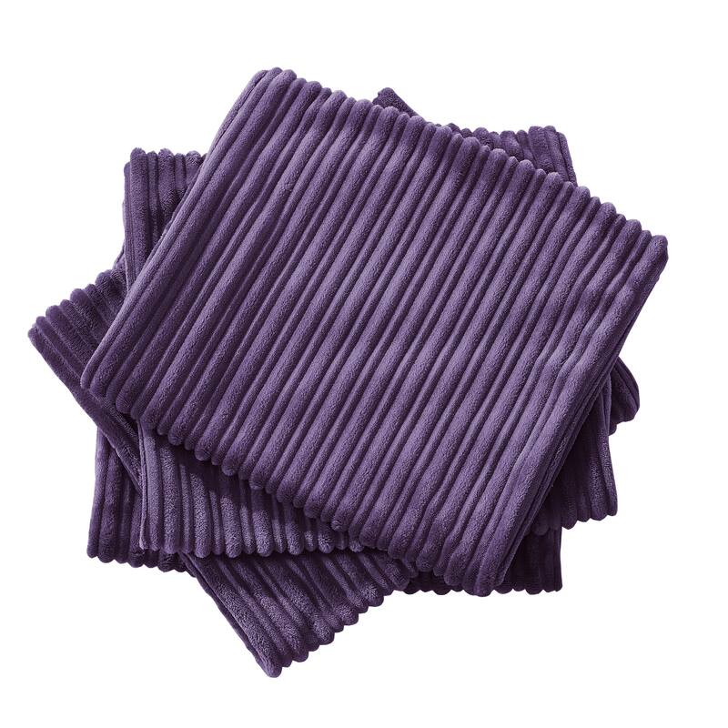 Ribbed Flanned 4 Pieces Pillow Shell Set, NO INSERT