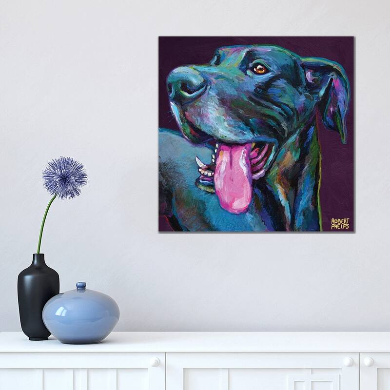 iCanvas "Great Dane On Violet" by Robert Phelps Canvas Print - 18x18x1.5
