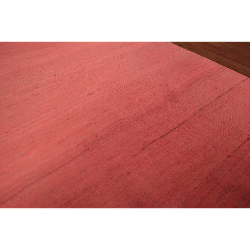 Pink Modern Gabbeh Oriental Area Rug Handmade Solid Wool Carpet - 3'11" x 6'7"