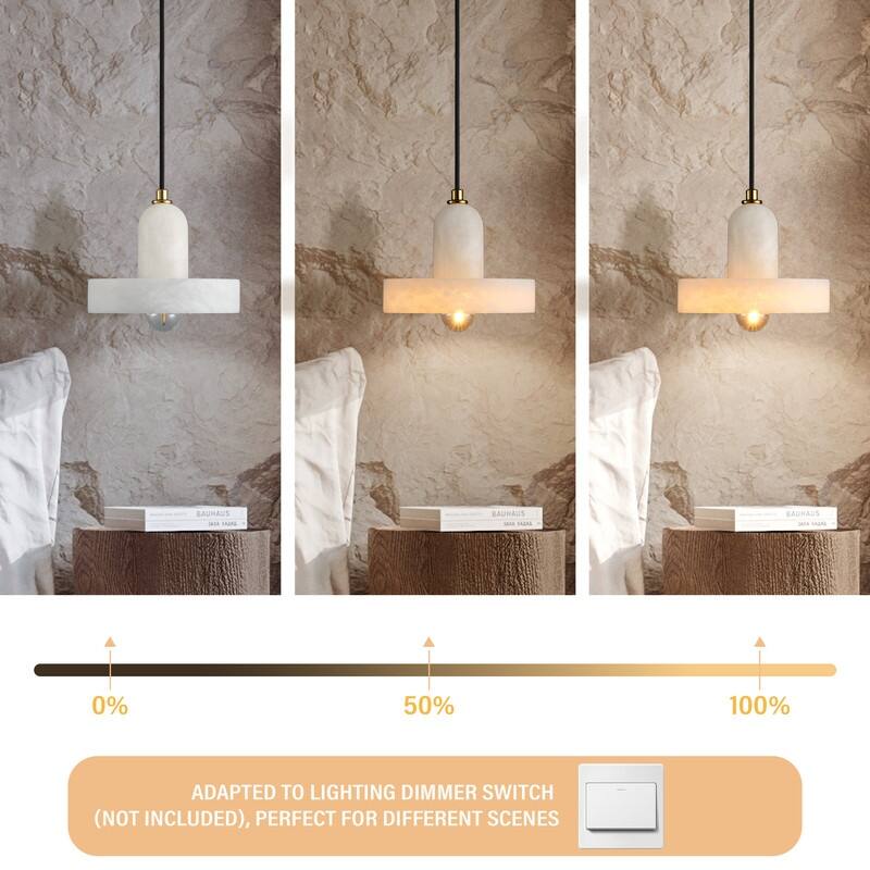 Alabaster Pendant Light for 7.9" Spanish Marble Shade Hanging Light Fixture