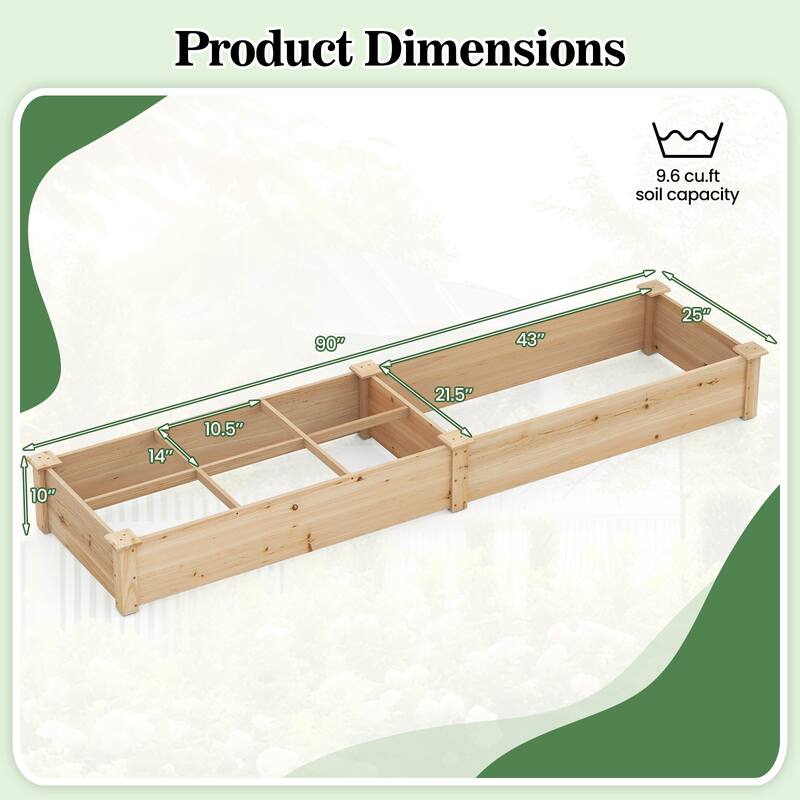 Gymax Raised Garden Bed Wooden Elevated Planter w/2 Planter Boxes 7