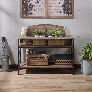 Hildebrand Rustic Oak 47-inch Metal 3-Shelf Plant Stand by Furniture of America