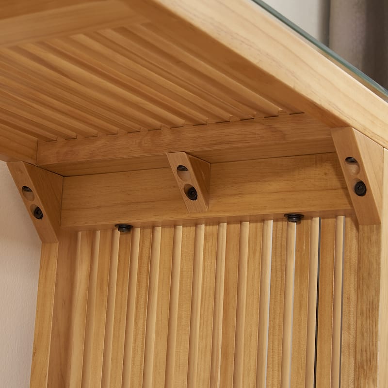 Pine Dining Bench and Table, Wood Bench for Entryway,Living Room,Kitchen Table and Bench Set Small Tempered glass included