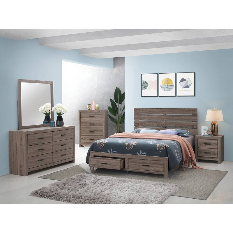Bed With Two Footboard Drawers in Barrel Oak