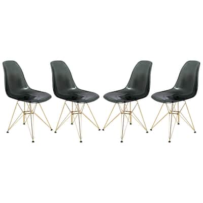 Crescro Set of 4 Acrylic Dining Banquet Side Chair in Gold Stainless Steel Frame for Indoor Outdoor Home Office & Kitchen