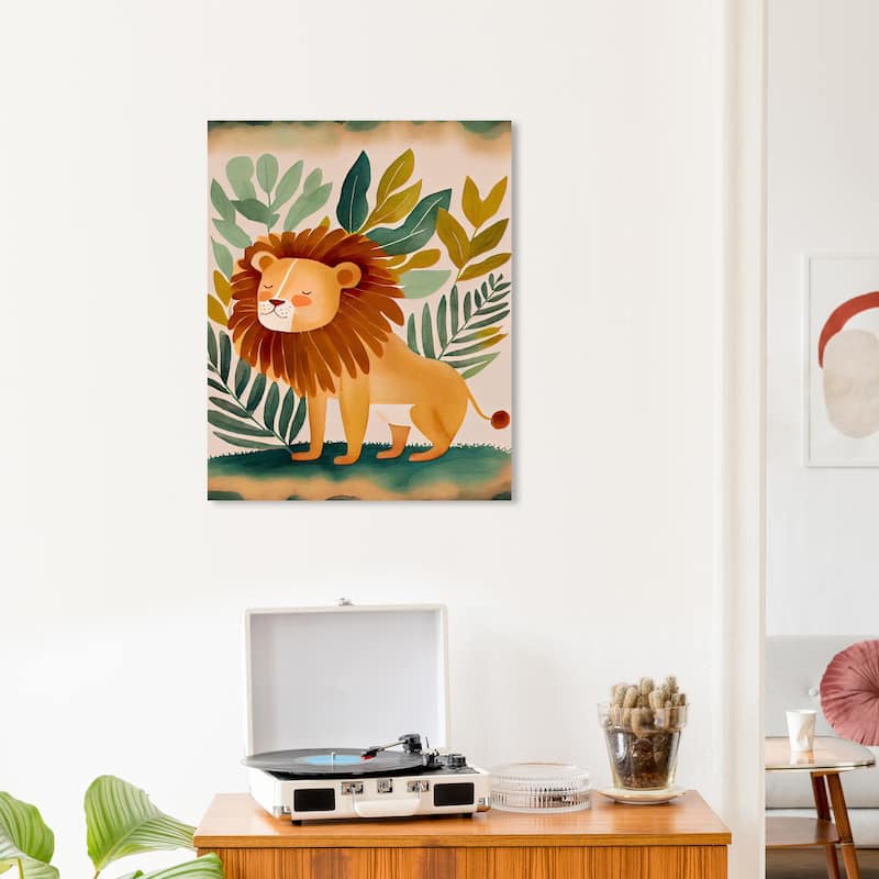 Wynwood Studio Canvas Animals Lion Jungle Brown and Modern & Contemporary Wall Art Canvas Print - Brown, Green - 24 x 20