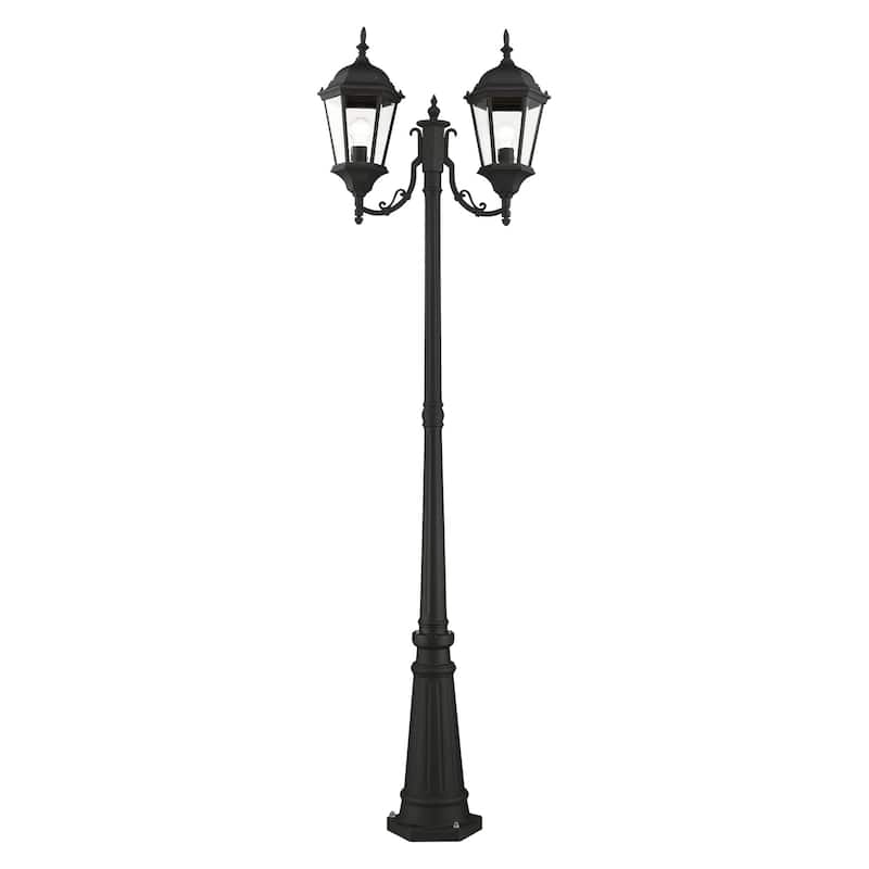 Livex Lighting Hamilton 2 Light 86" Tall Outdoor Multi Head Post Light - Textured Black