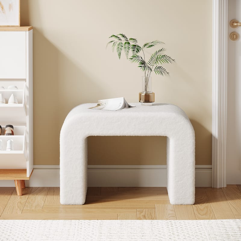 Modern Vanity Stool Upholstered Ottoman Arched Footstool for Home