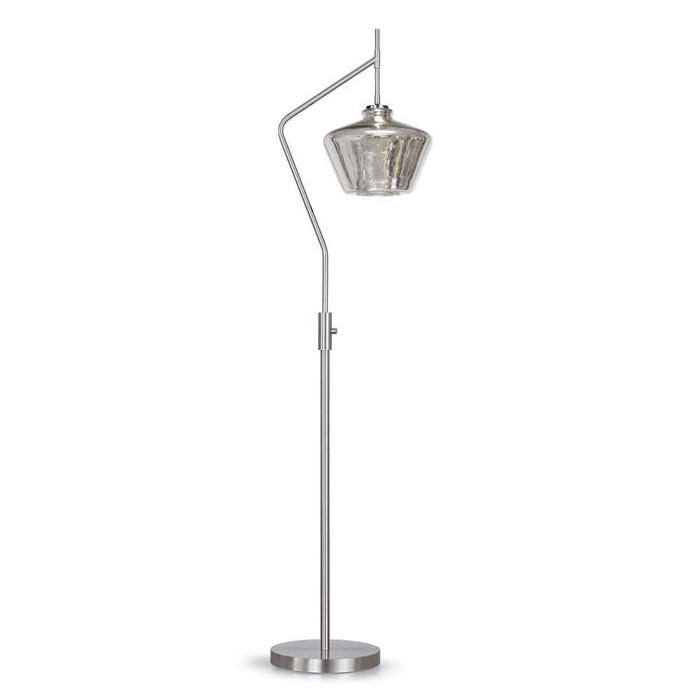 Café 69"H Glass Shade Brushed Nickel Floor Lamp