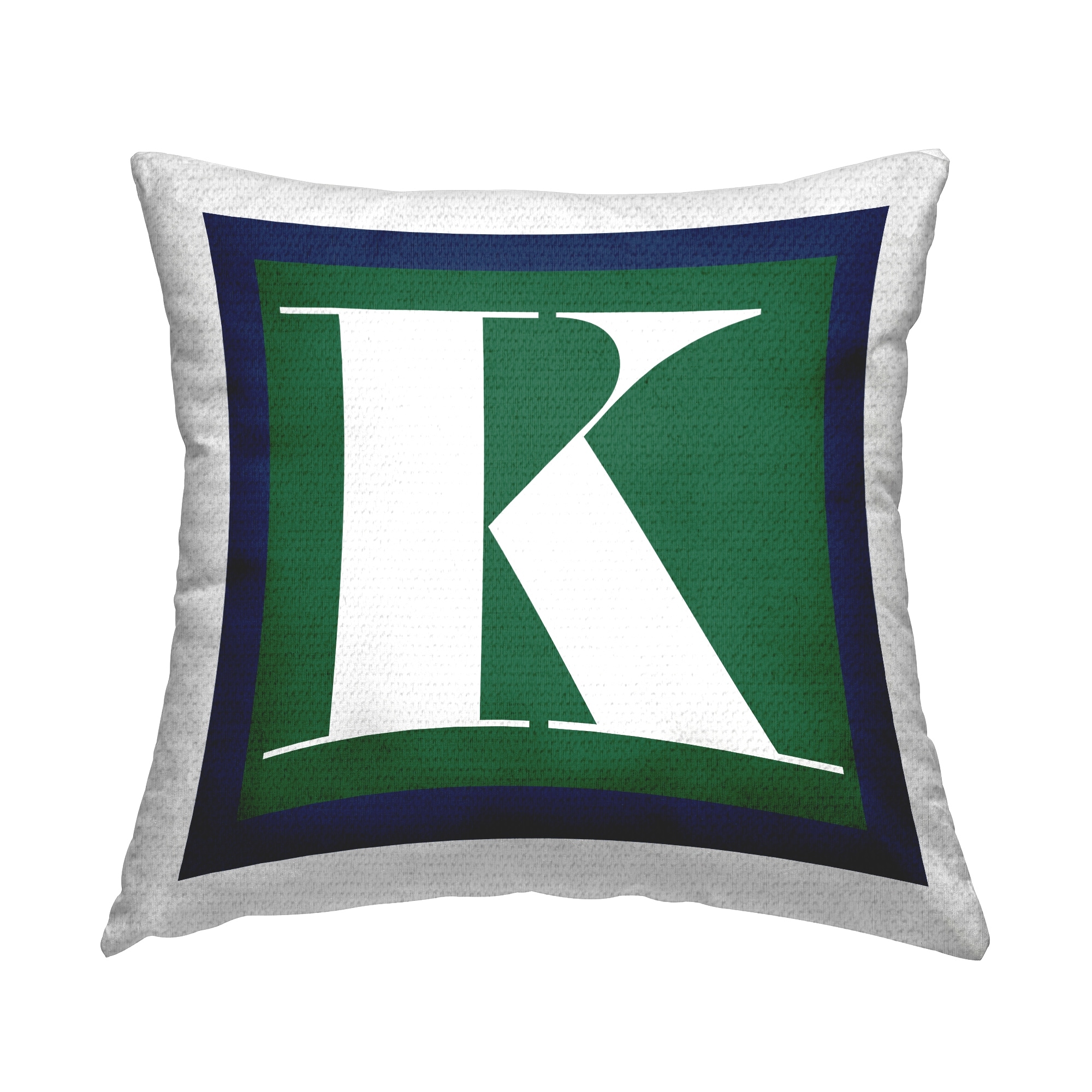 Stupell Green Initial Letter Printed Outdoor Throw Pillow Design by Lil' Rue