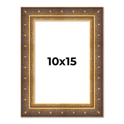 10x15 Frame Vintage Gold Solid Wood Picture Frame | 2.5 Inch Moulding
