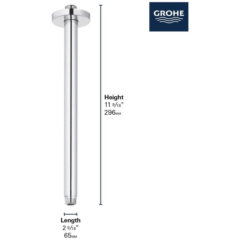 Grohe 12" Ceiling Shower Arm with Flange and 1/2" Threaded Connection