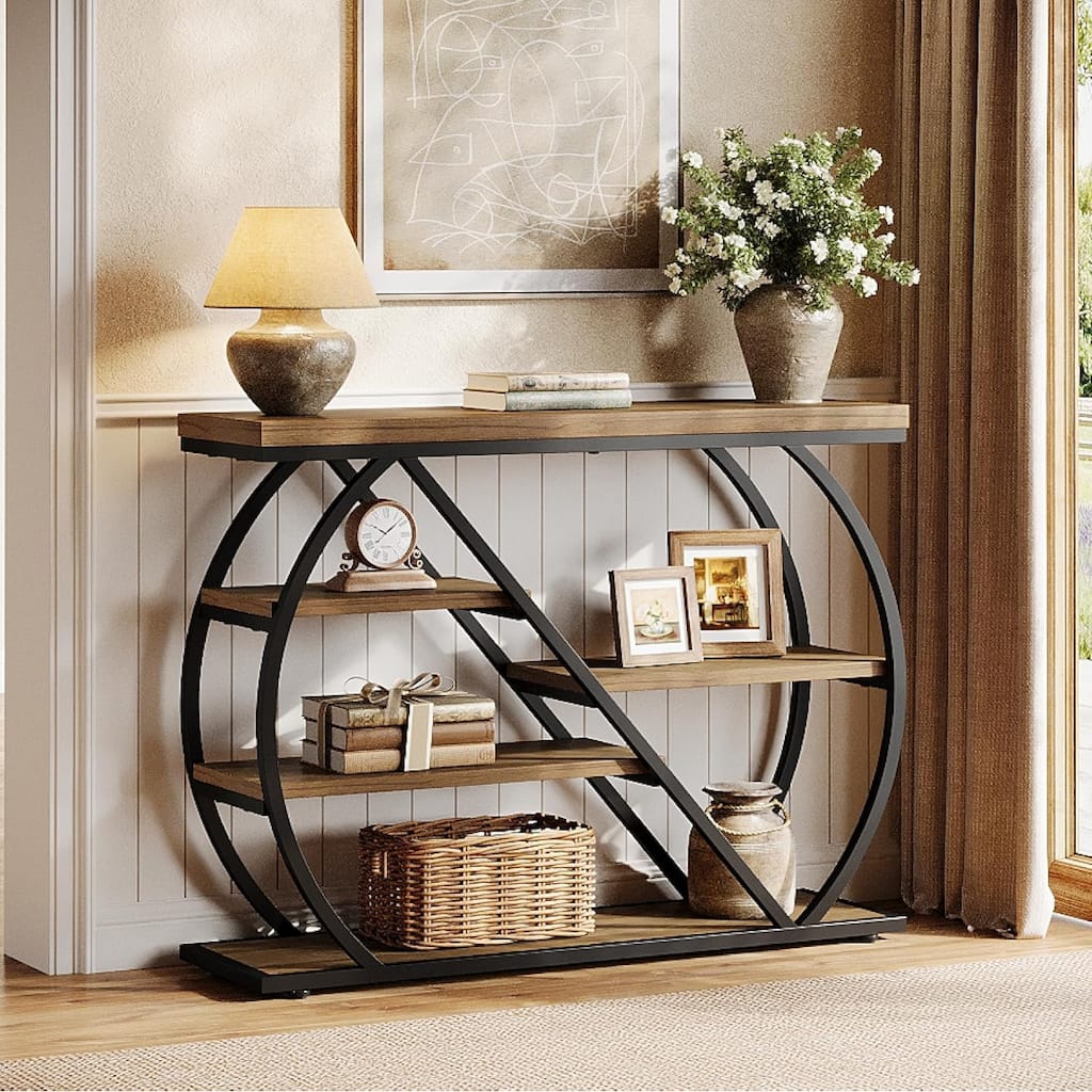 41.3" Console Table, 5-Tier Entryway Table with Storage Shelves, Hallway Console for Living Room, Foyer