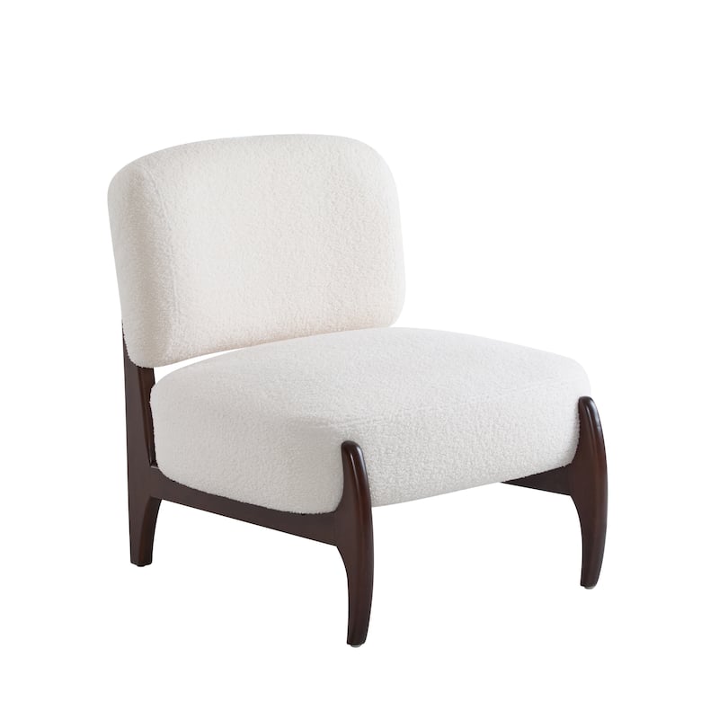 Beige Side Chair Accent Chair Reception Chair Office Chair Leisure Chair Armless Chair with Wood Legs
