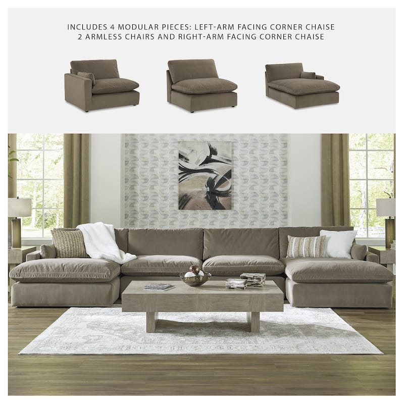 Signature Design by Ashley Sophie Brown 4-Piece Sectional with Chaise - 172"W x 67"D x 36"H