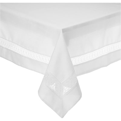 Violet Linen Splendour Exquisite Macrame Lace Border Pattern, Polyester Embroidered Lace, Tablecloth