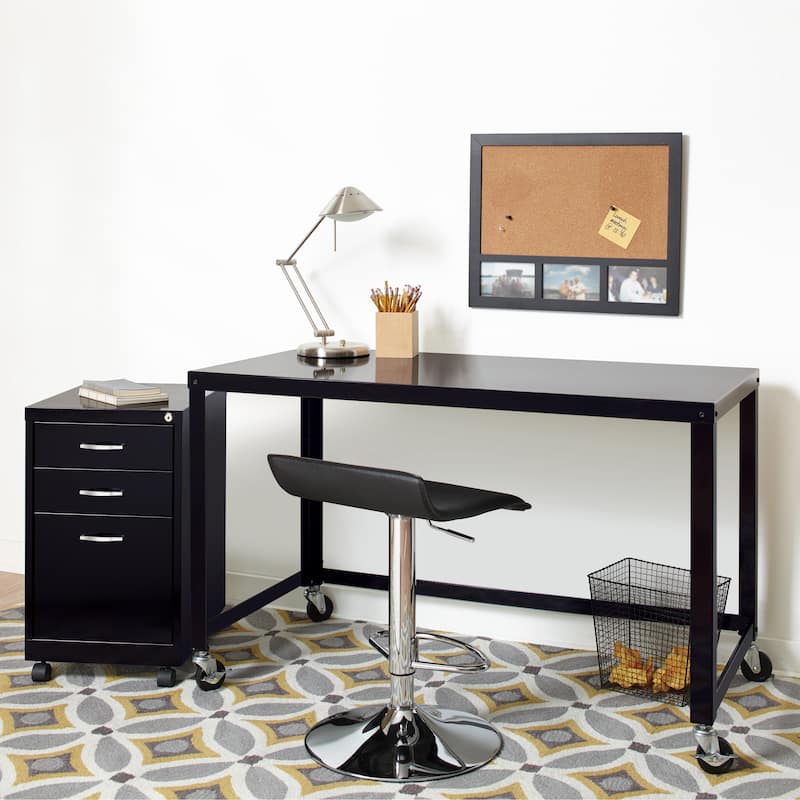 Space Solutions 48-inch Wide Mobile Metal Desk, Black