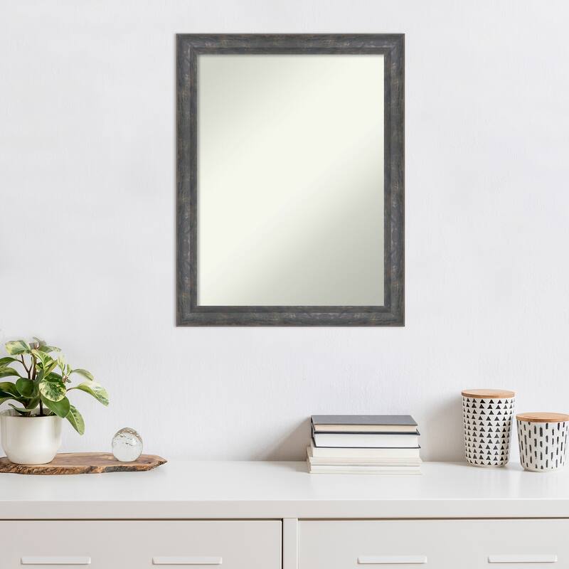 Angled Non-Beveled Wood Framed Wall Mirror