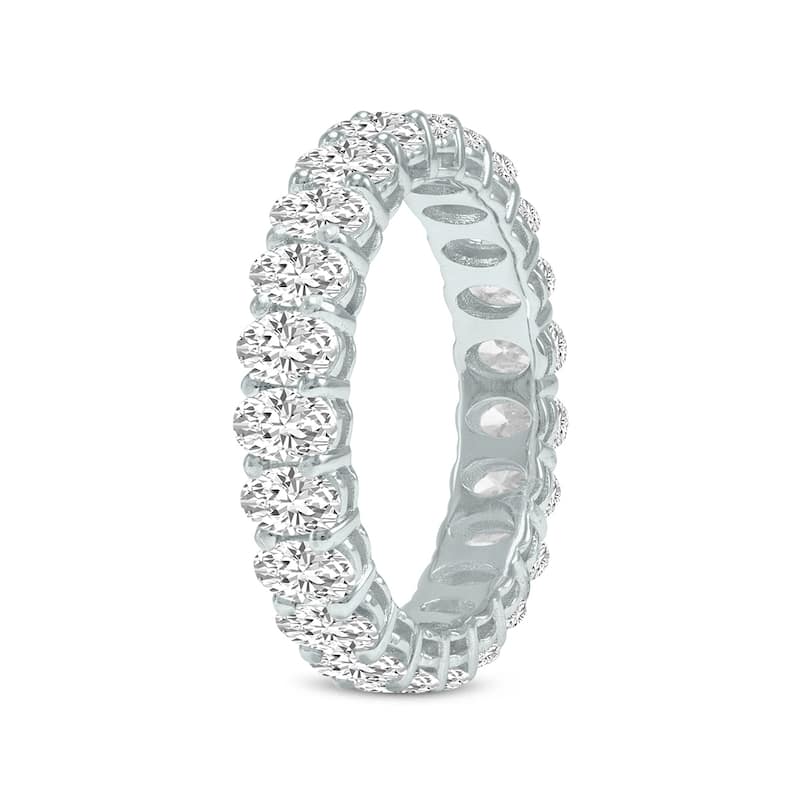 Marquee Jewels Oval Lab Grown Diamond Eternity Band in 14K White Gold (6.80 Carat TW)