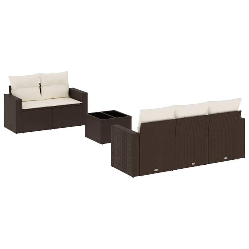 vidaXL Patio Sofa Set with Cushions Outdoor Furniture 6 Piece Poly Rattan - 21.7 x 21.7 x 14.6