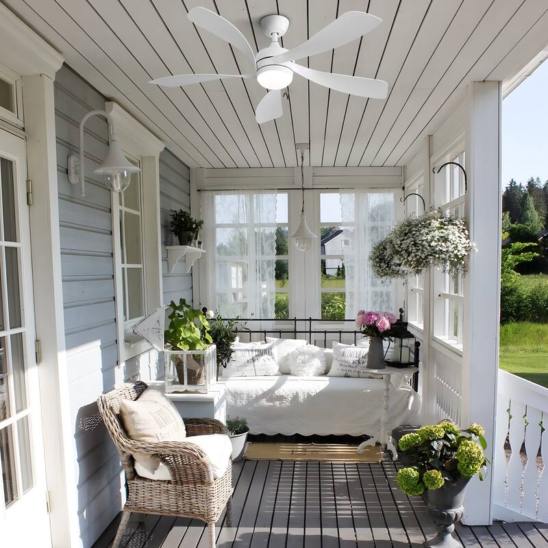 52 Inch Ceiling Fan with Light and Remote for Living Room Bedroom Dining Room Patio Farmhouse - 52 Inches