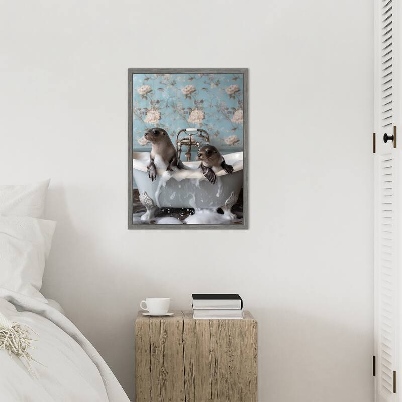 Seal Soak by Niky Rahner Framed Canvas Wall Art