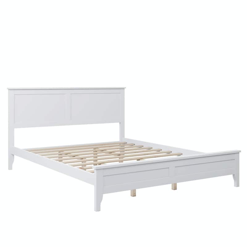 Modern Solid Wood Platform Bed with Sturdy Wooden Slat Support