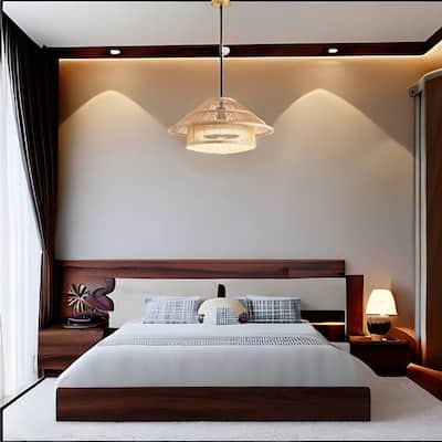 Bamboo Caged Ceiling Fan Light with Remote Control