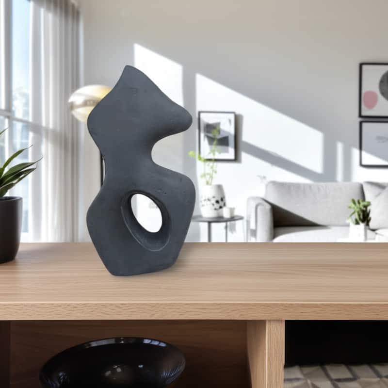 Pottery Abstract Sculpture with Curved Silhouette and Artistic Design