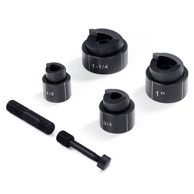 4-Piece Hydraulic Knockout Punch Kit 1/2"-1-1/4" Conduit Cutters Metal Sheet Driver Tools KO Kits for Various Materials