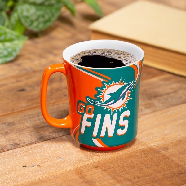 Miami Dolphins, 14 oz Ceramic Coffee Mug w/ Gift Box - Bed Bath