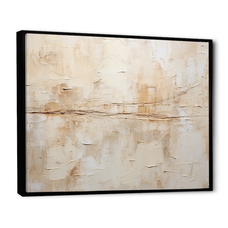 Designart "Beige And White Timeless Minimalism" Abstract Painting Framed Canvas Art Print