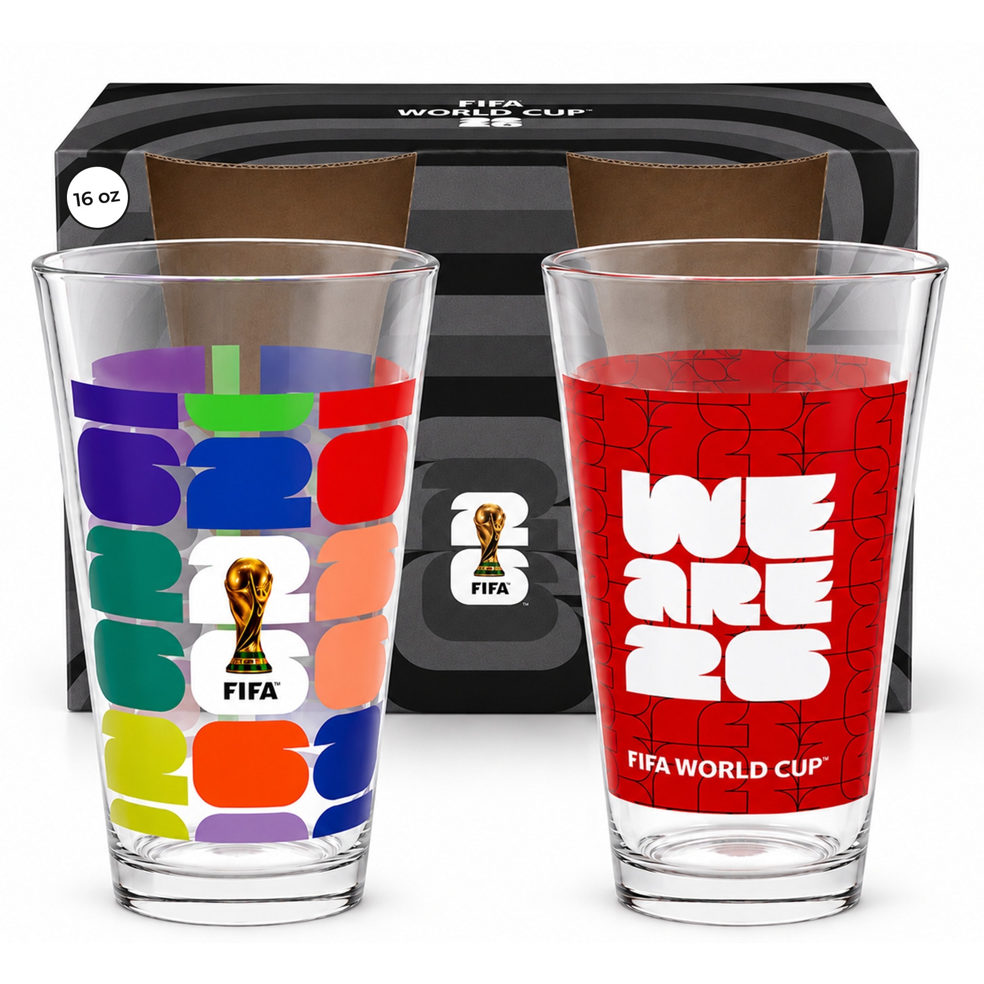 FIFA 2026 Trophy & We Are Beer Glass Set of 2 - 16 oz