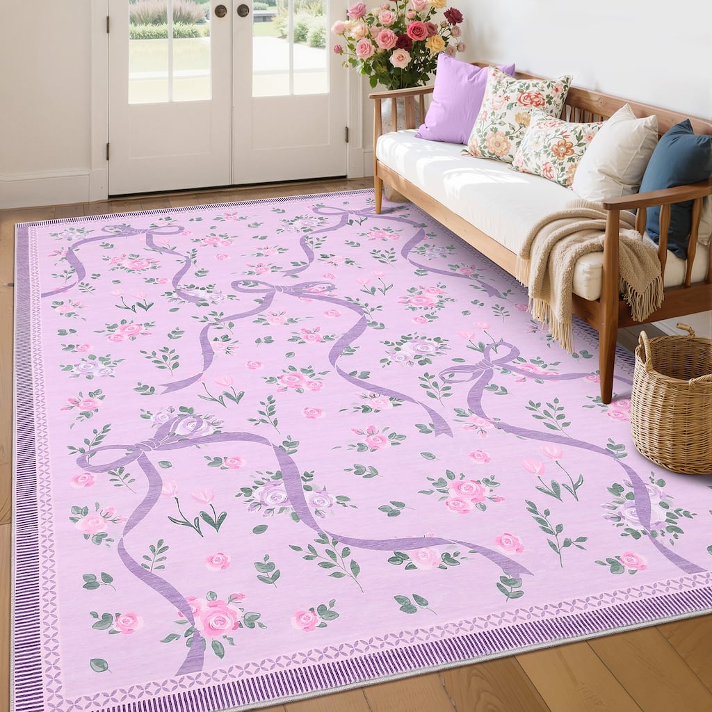 Garvee Floral Bow Pattern Area Rug