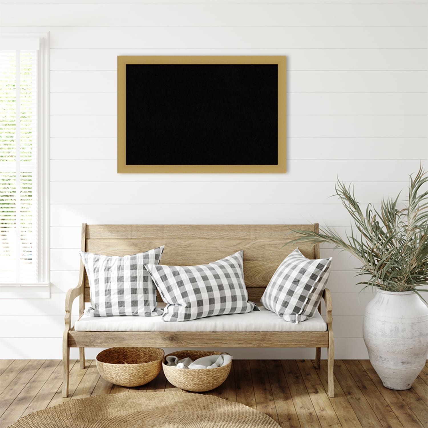 Grace Brushed Gold Framed Black Corkboard Bulletin Board