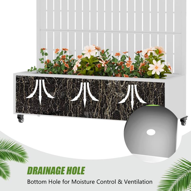 Raised Garden Bed Planter with Trellis Movable Planter Box with Lockable Wheels