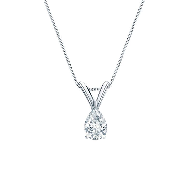 Auriya Platinum 0.30ctw Pear Solitaire :Lab Grown Diamond Necklace V-End (H-I VS) Prong - 0.3 - 0.3 - 18 Inch - White - White