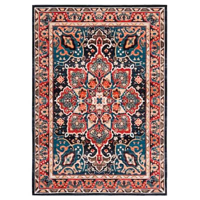 SAFAVIEH Riviera Machine Washable Slip Resistant Wilma Oriental Rug - 6'7" Square