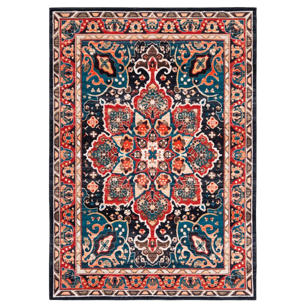 SAFAVIEH Riviera Machine Washable Slip Resistant Wilma Oriental Rug - 6'7" Square