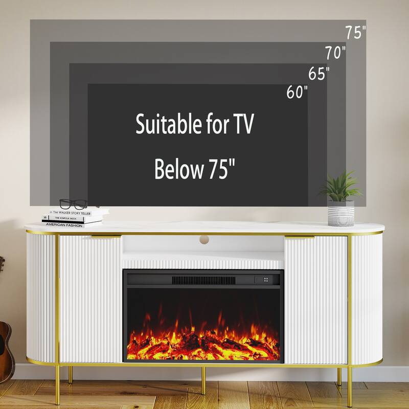 67" Electric Fireplace TV Stand Console Table for TVs up to 75"