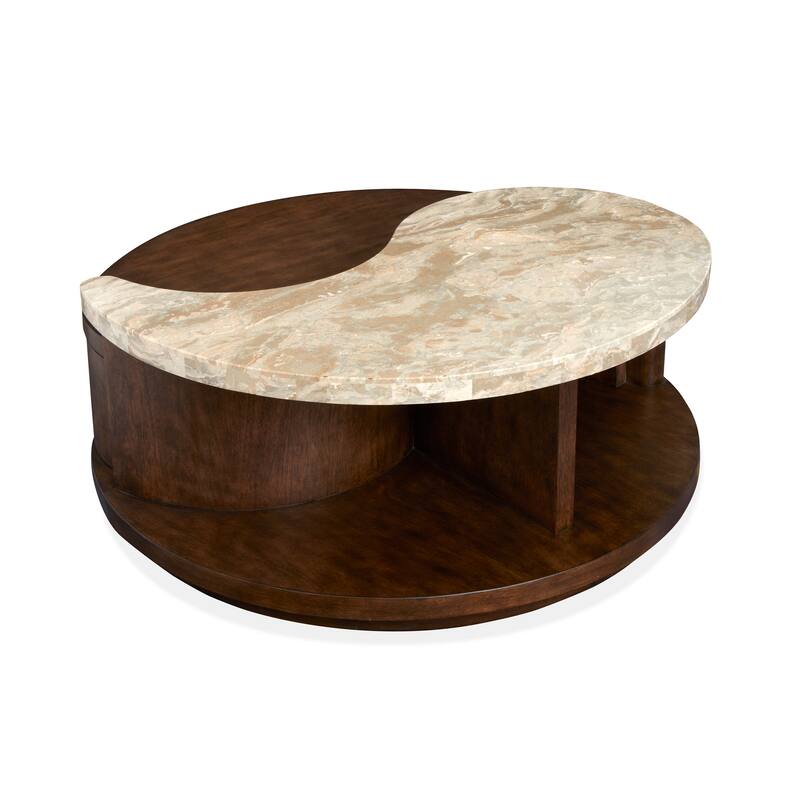 Magnussen Home Mcpherson Burnt Umber Round Cocktail Table with Casters - 40''W x 40''D x 17''H