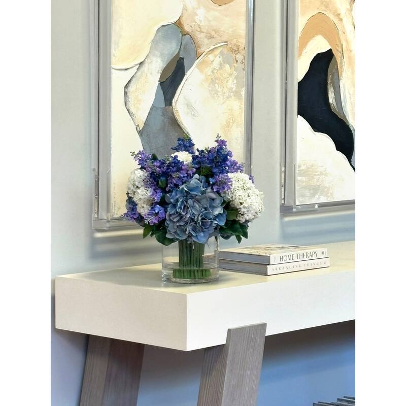 Modern Floral Arrangement with Hydrangeas, Viburnum and Lilacs